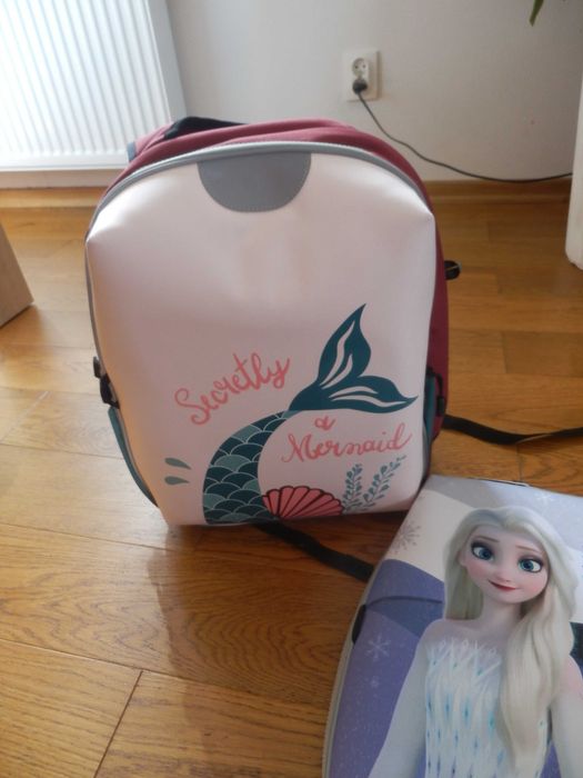 Plecak BIG MAC bordowa baza + 2 nakładki Elsa, Ogon Syreny