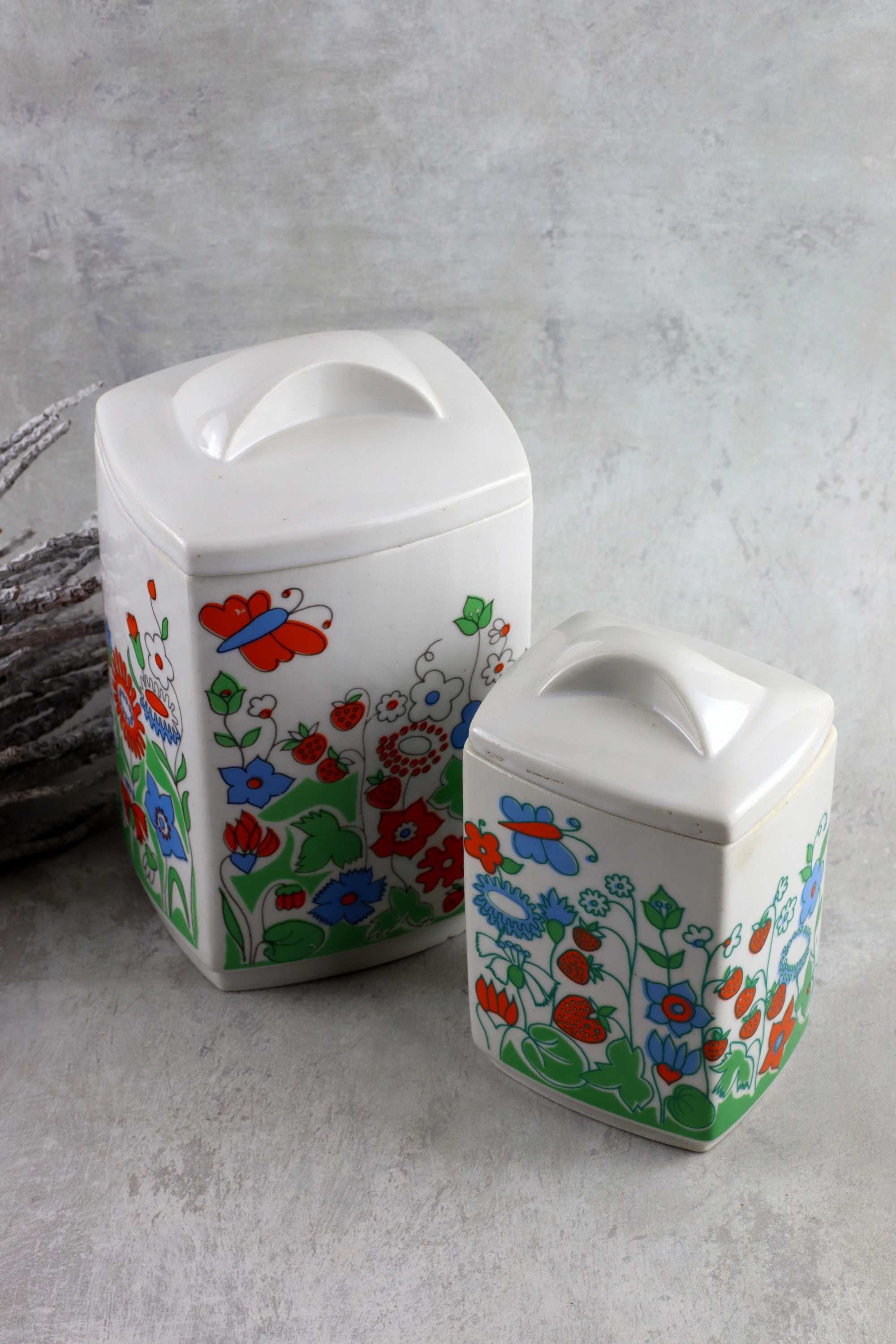 Zestaw dwóch pojemników Bogucice porcelana prl retro vintage pojemnik
