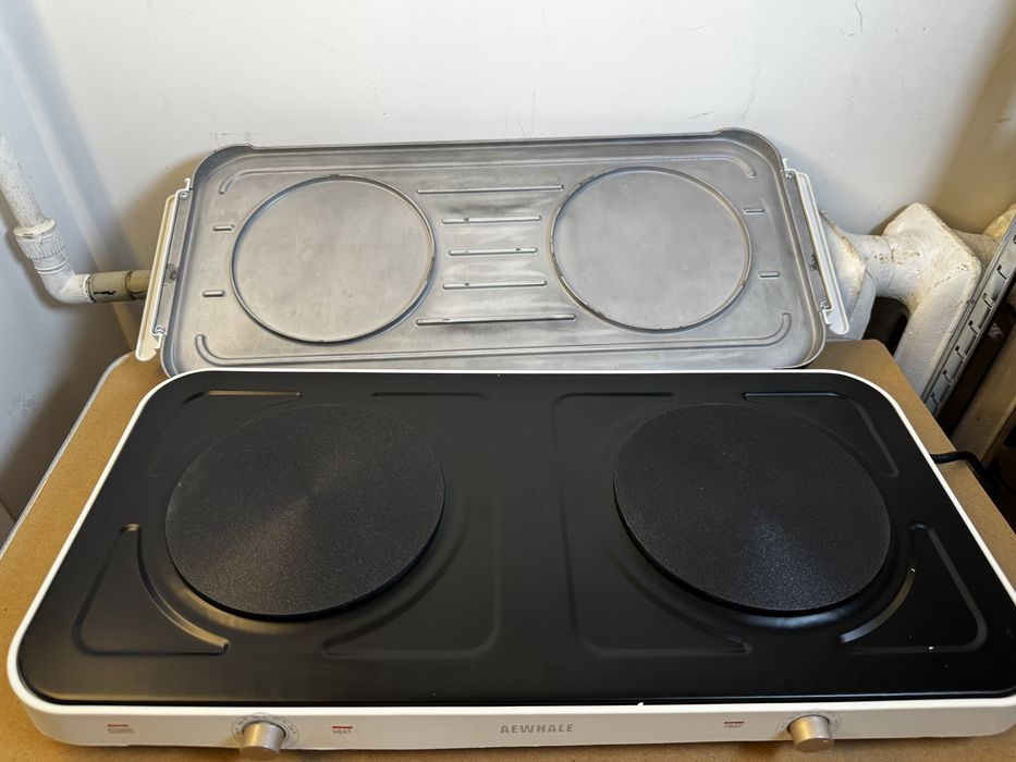 Електроплита 2 конфорки + гриль панель 2в1 настільна плита