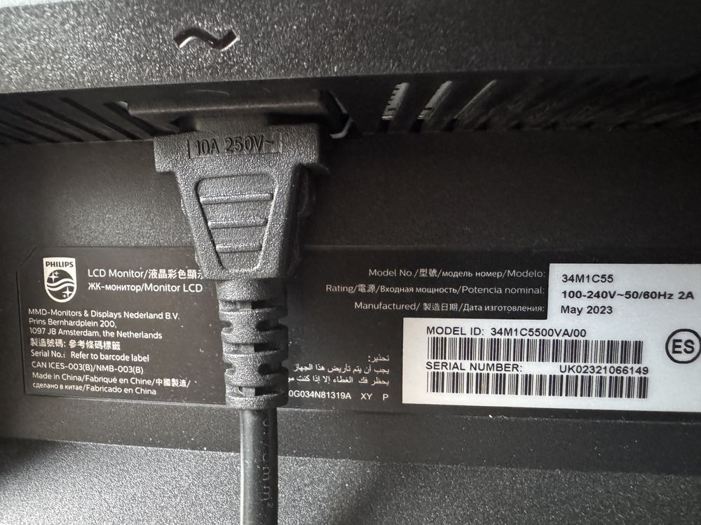 Monitor Philips 34M1C5500VA/00 Curved 165Hz 34 cale, 21:9