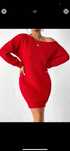 Nowy długi sweter czerwony damski sukienka sweterkowa oversize 36