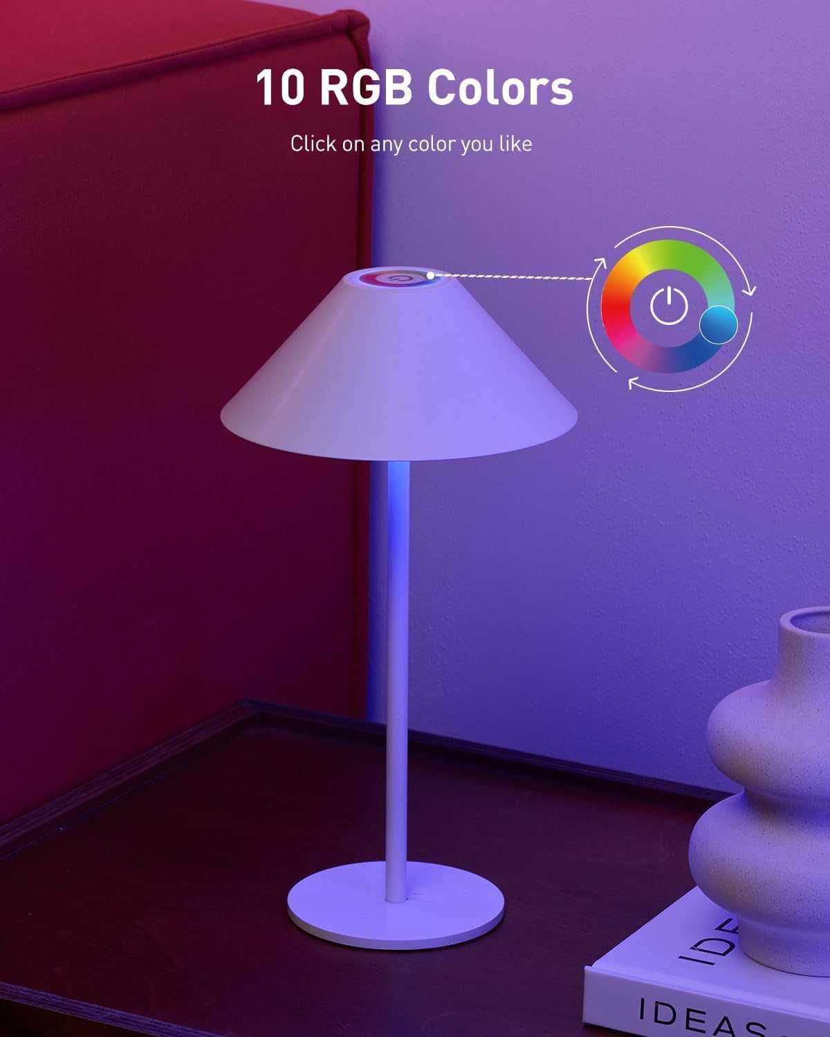 BojimmBezprzewodowa lampa stołowa, Dotykowy Ściemnialny 10 kolorów RGB