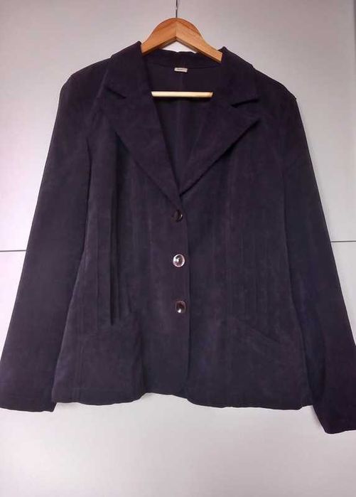 Ciemnofioletowy żakiet, marynarka z materiału ala sztruks