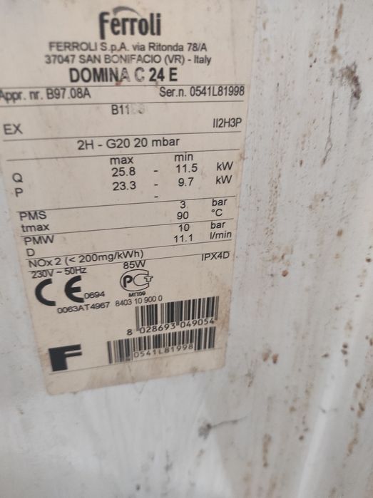 Sprzedam kocioł piec dwufunkcyjny Ferroli C24E