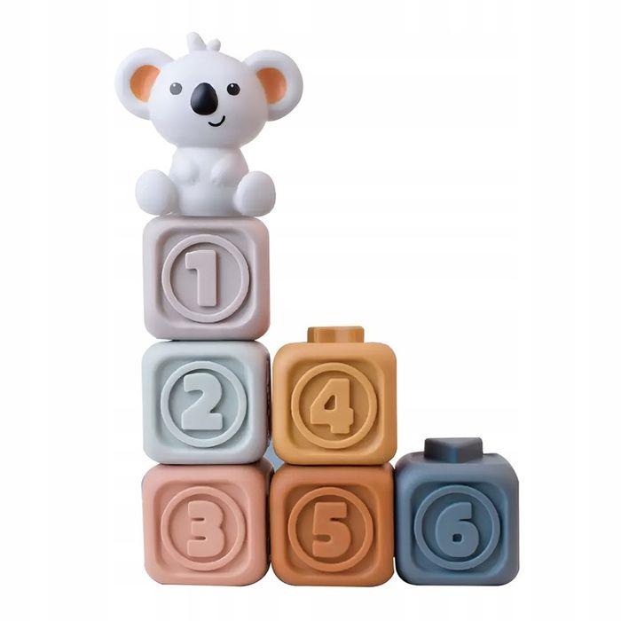 Klocki Gumowe Sensoryczne Miękkie Kreatywne Wieża Montessori Piramida