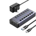 Hub Ugreen 7W1 Usb-C, 7X Usb-A 3.0 12V 2A Cm481(Czarny)