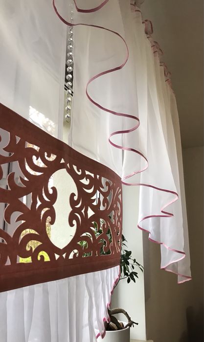 Firana panel z kryształkami kolor różowy i czarny PROMOCJA