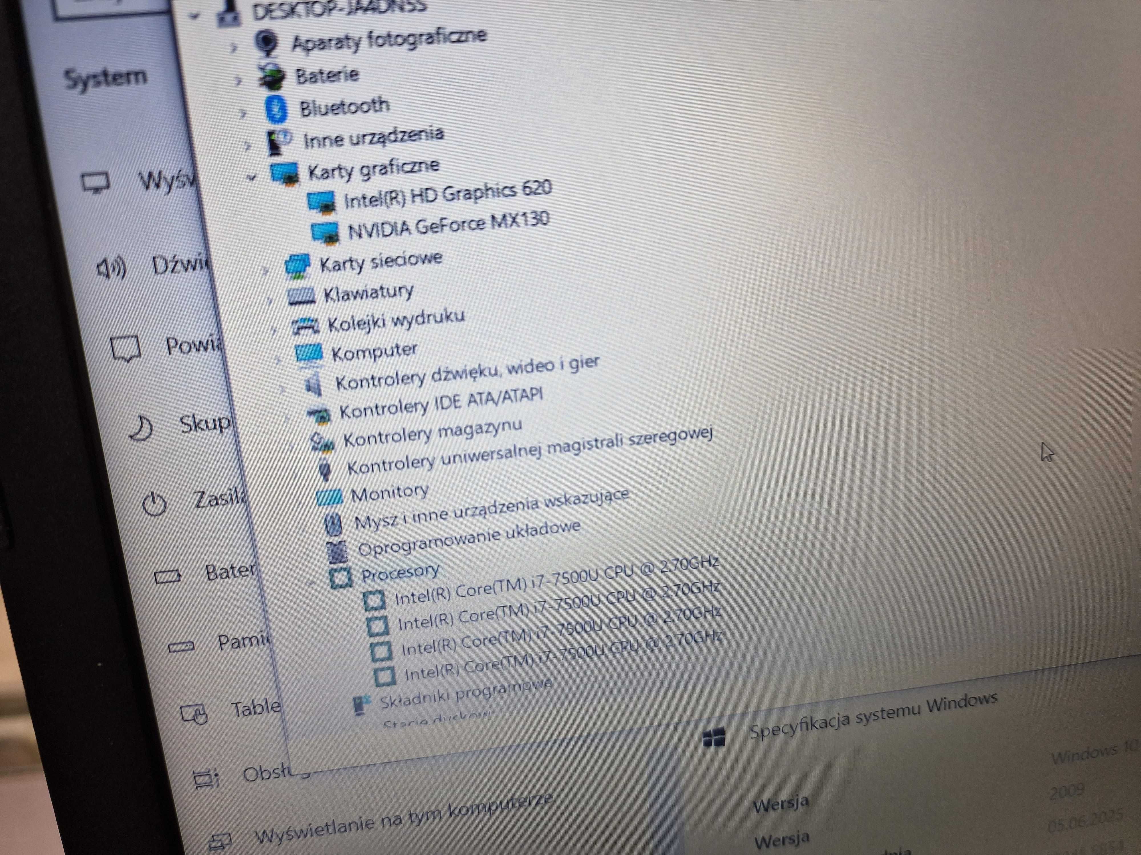 Acer Aspire 5 A515-51G/ i7-7500 2.70 GHz/ 12GB/ uszkodzona klawiatura