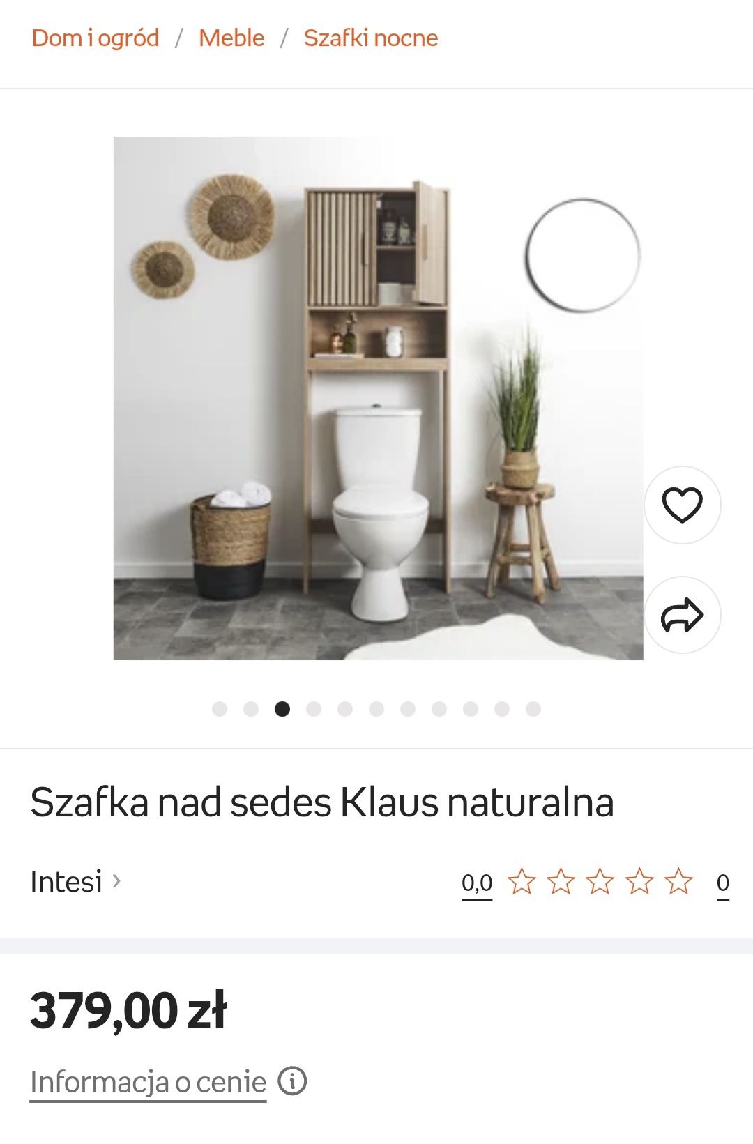 Szafka nad sedes Klaus dąb naturalny