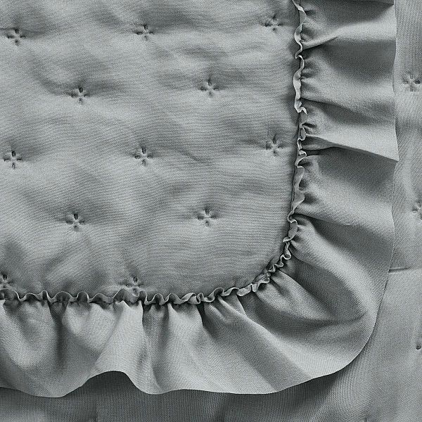 NARZUTA 200x220 na łóżko pikowana dekoracyjna z FALBANKĄ Libi3 Srebrna