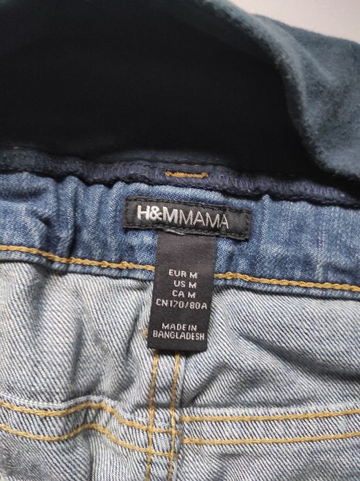 Krótka jeansowa spódniczka ciążowa H&M Mama rozmiar M z przetarciami