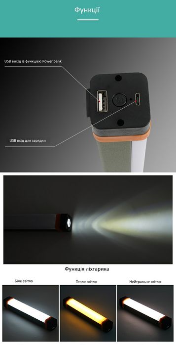 LED світильник лампа фонарик прожектор на акумуляторі