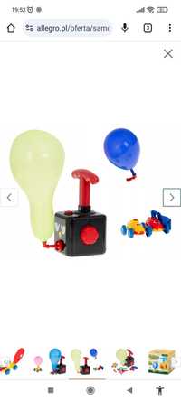 Samochodziki napędzane na balony, pompka, power baloon