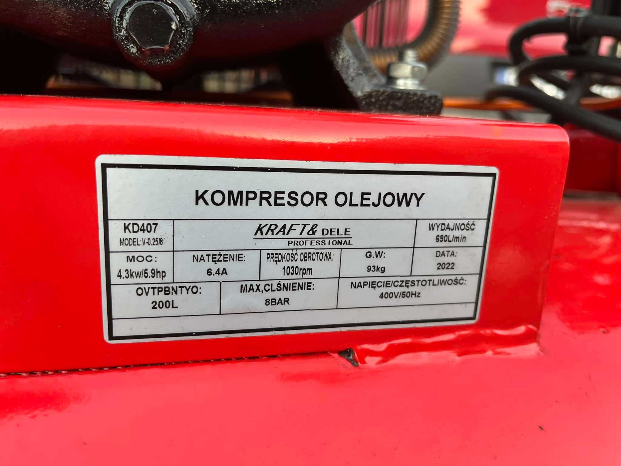 KOMPRESOR Kraft sprężarka olejowa 200L 2tłoki 400v