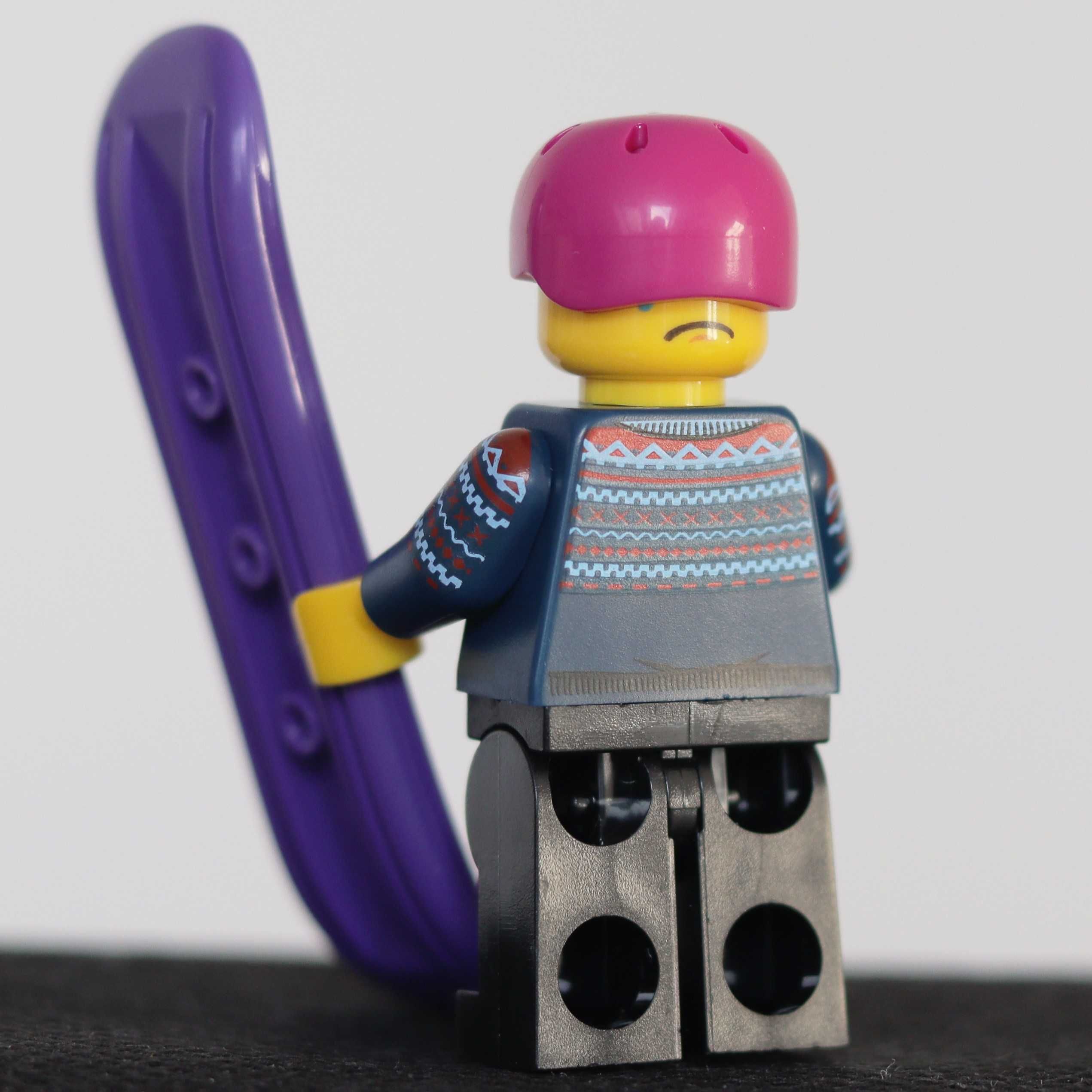 Lego minifigurka snowboardzista snowboard zima