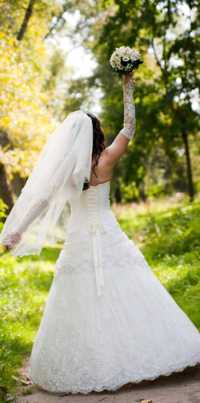 Дизайнерська весільна сукня р. 44-46 зріст моделі 168см+10см підбори