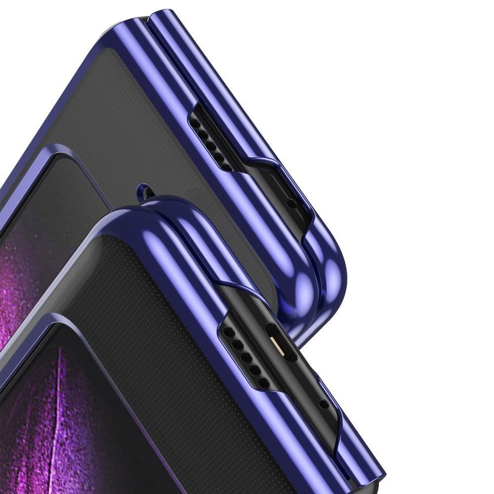 Etui z metaliczną ramką Plating Case do Samsung Galaxy Fold niebieski