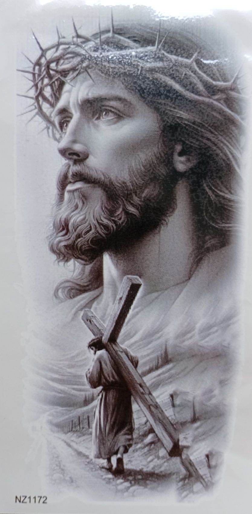 Tatuaż dziara Jezus Chrystus tymczasowy druzgocąca jakość