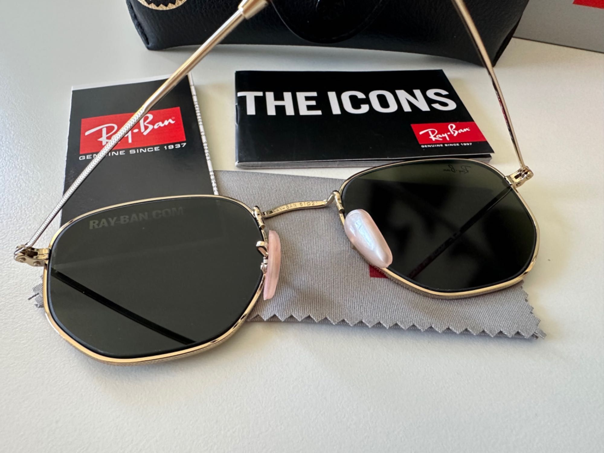 RayBan Original RB3548N Hexagonal Arista Gold Green G15 51-21 Novos
