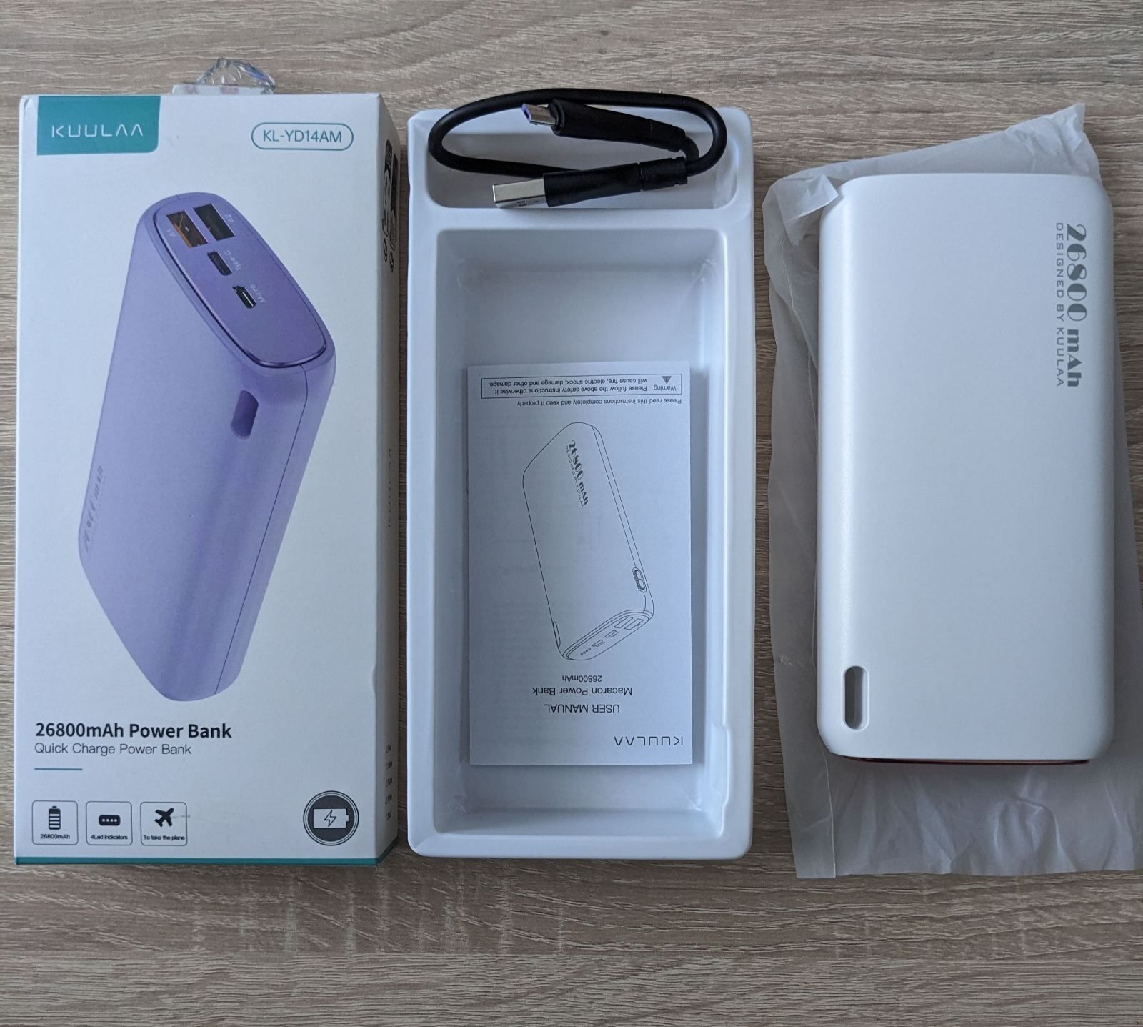 Повербанк Kuulaa 26800 mAh, модель KL-YD14AMб, білий.