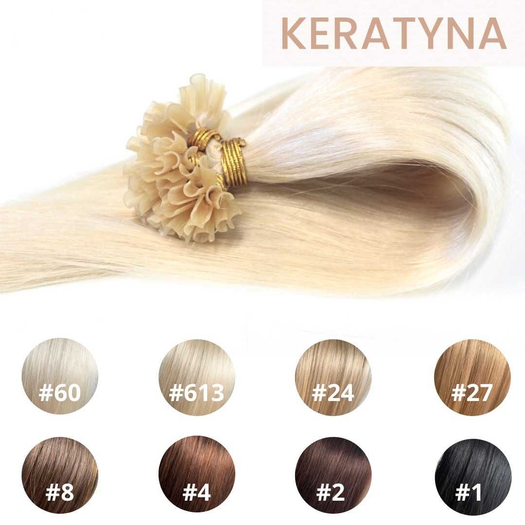 Keratyna- włosy NATURALNE do przedłużenia i zagęszczenia 57 CM 100 SZT