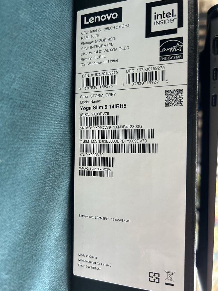 Laptop Lenovo Yoga Slim 6 14IRH8 14 Oled i5-13500H 16GB RAM 512GB SSD