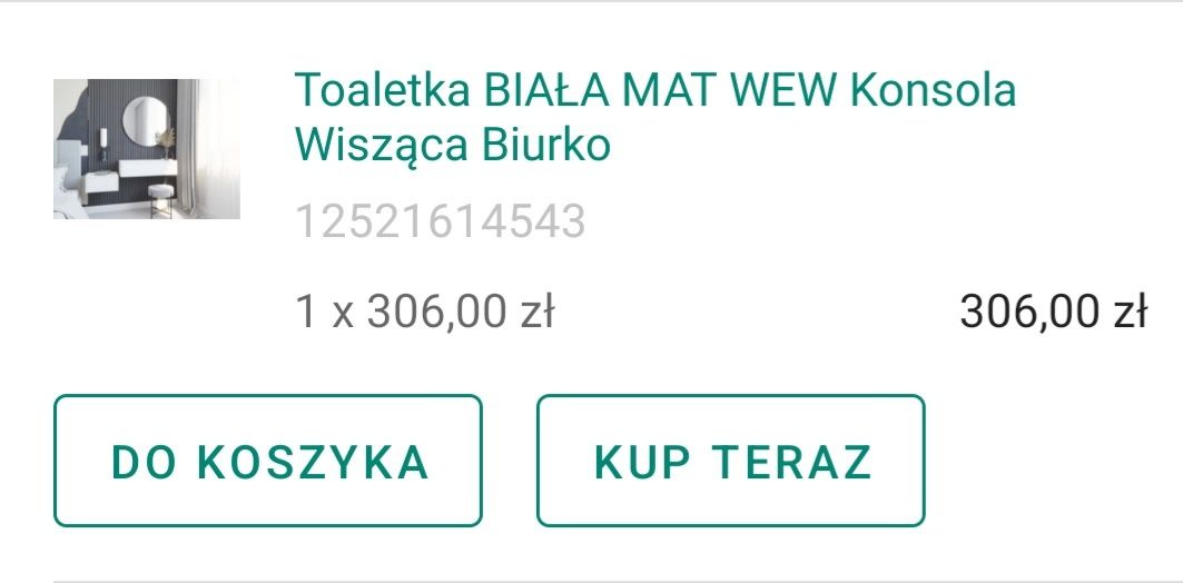 Toaletka, konsola wisząca