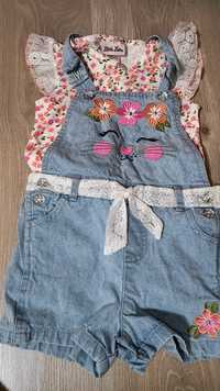 Комплект з футболки і комбінезона джинсового для дівчинки