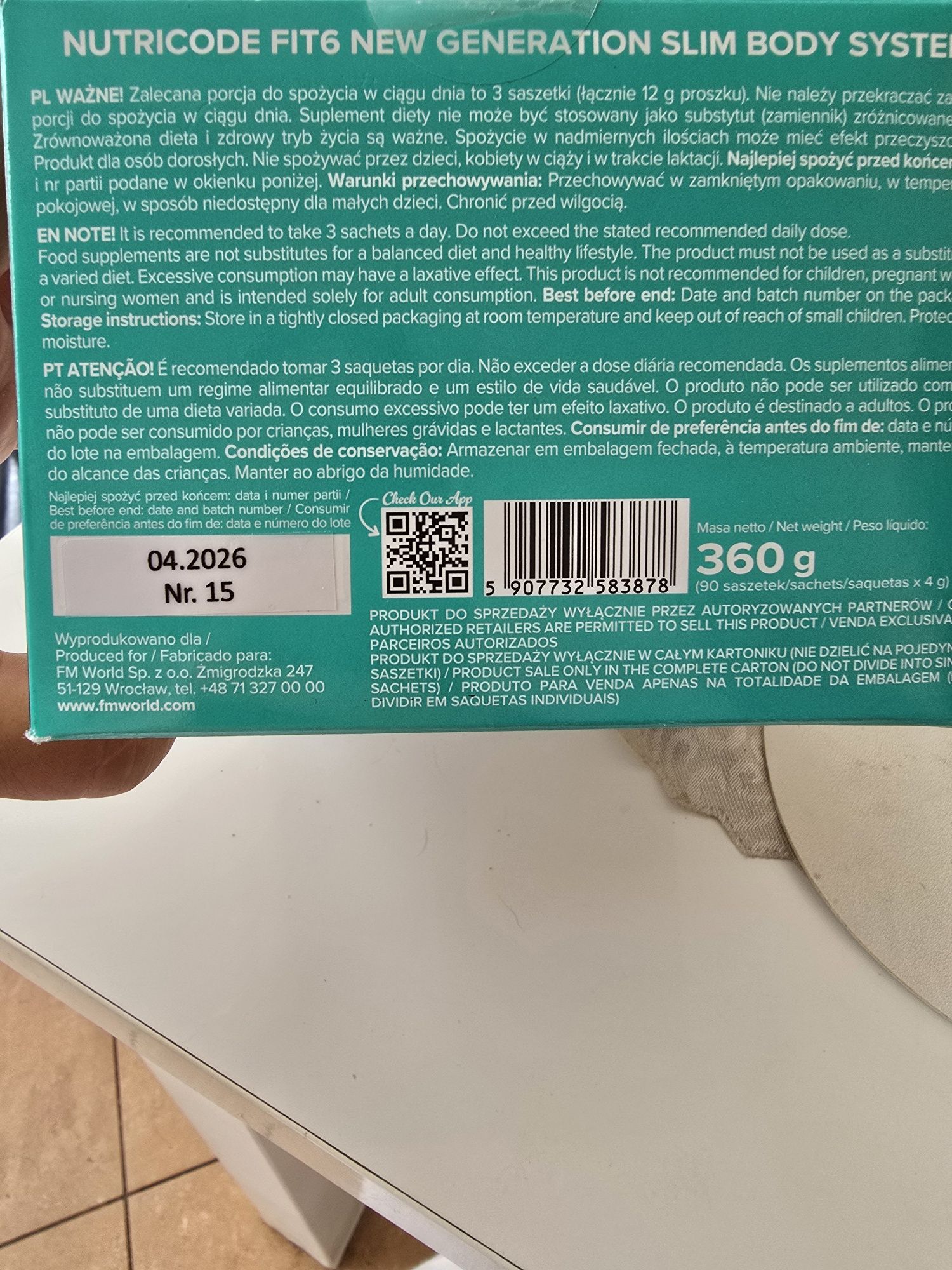 FM World Nutricode Slim Body System  Błonie SlimBody 90 sztuk
