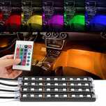 Oświetlenie Led 36 Diod Rgb Pilot Do Wnętrza Auta 4 Listwy