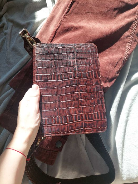 Torebka listonoszka lasocki czekoladowa skóra naturalna