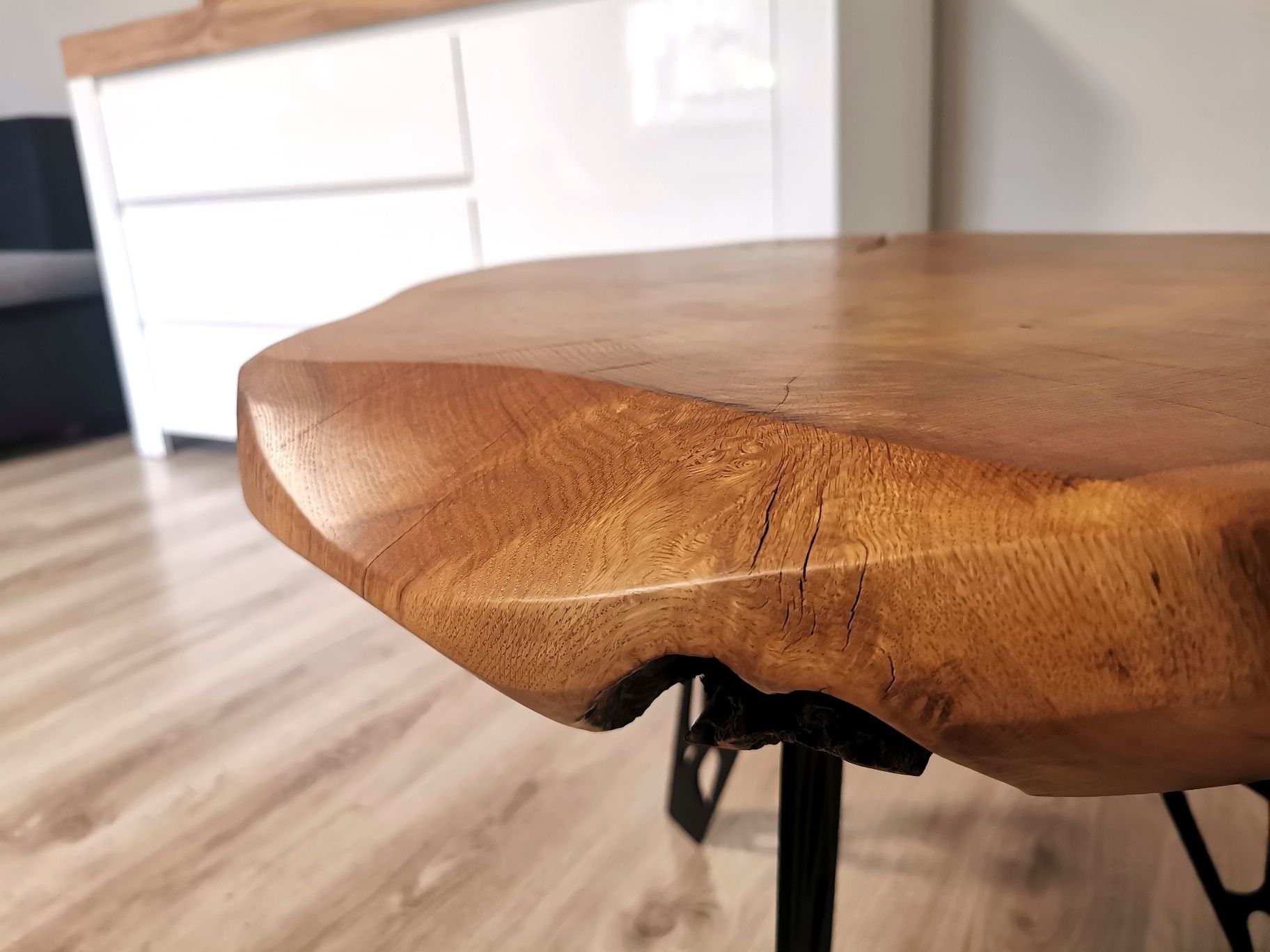 Stolik kawowy loft dąb okrągły