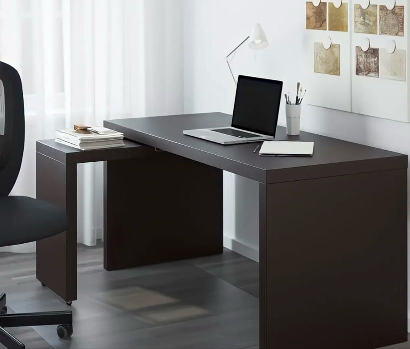 Secretária IKEA MALM Preta, extensível