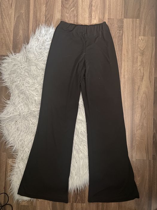 Dzwony szerokie spodnie brązowe brąz na gumce S