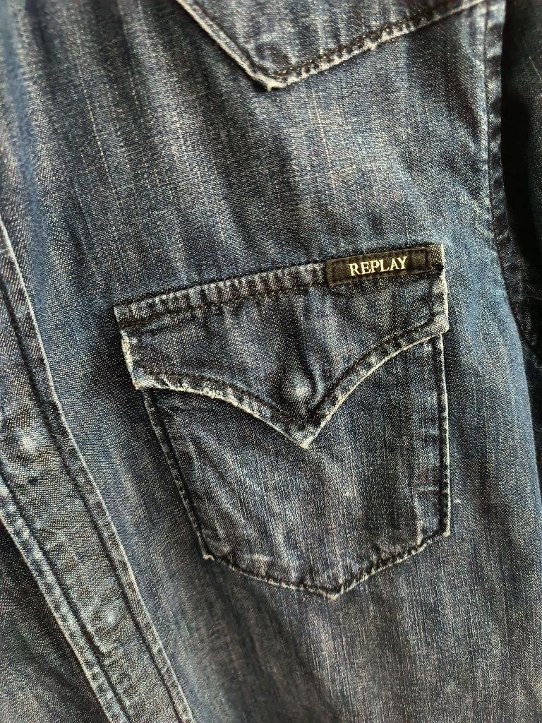 Męska koszula jeansowa Replay Regular Fit S