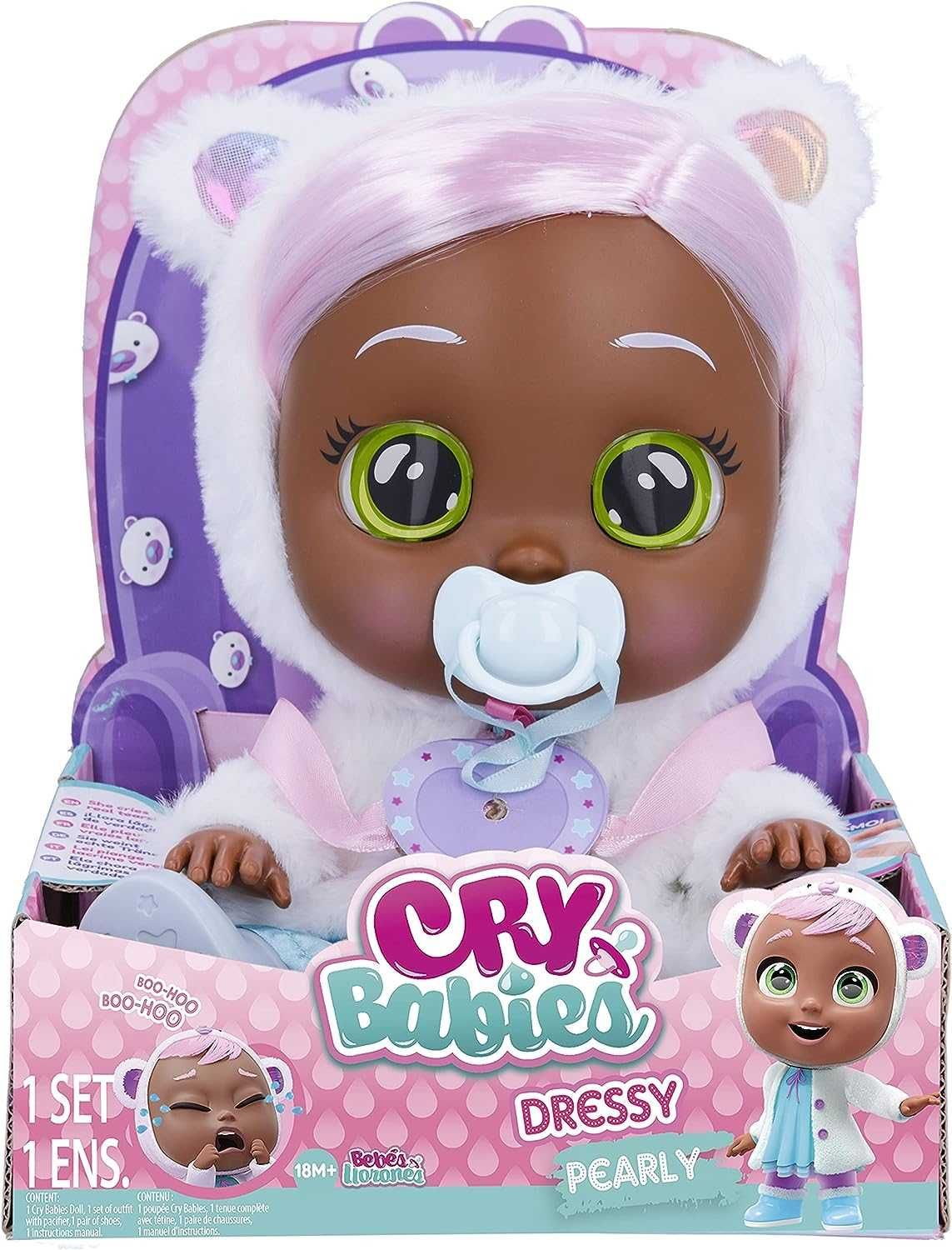 Край бебі лялька Плакса Перлі з волоссям Cry Babies Dressy Pearly