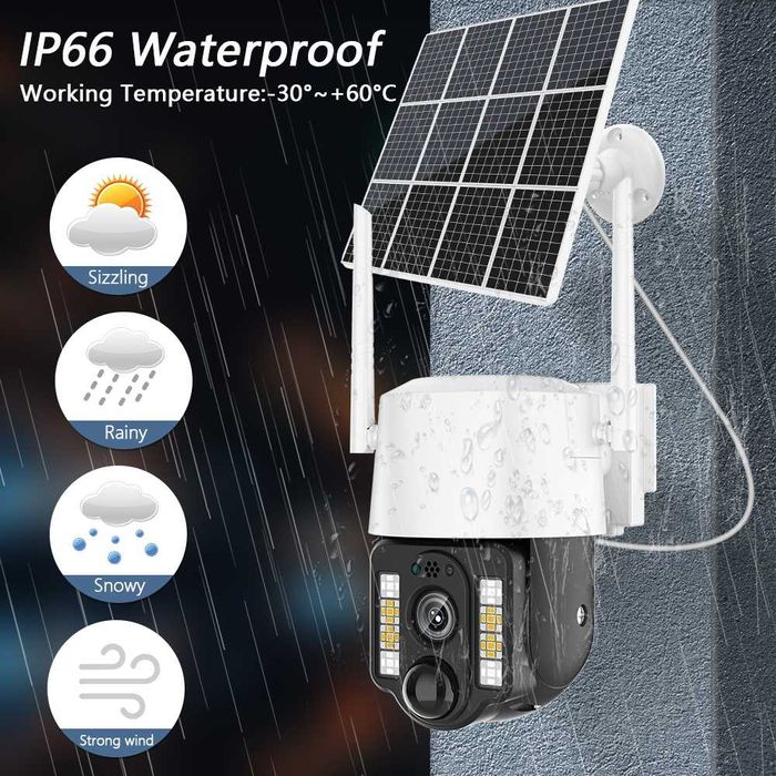 Câmara vigilância solar 4G rotativa exterior 5MP + cartão 128GB