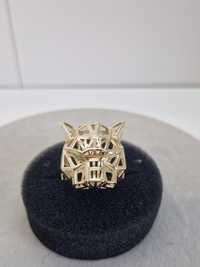 Złoty 585 Pierścionek Cartier geometryczna głowa Pantery