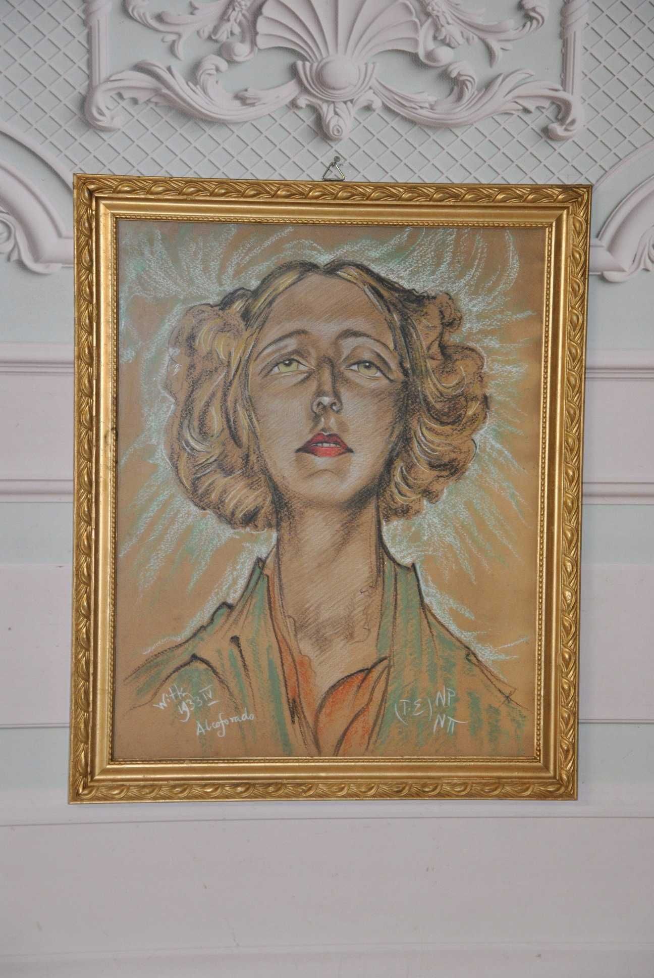 I. Witkiewicz Witkacy 1933 Portret Kobiety - Pastel - Stary Obraz