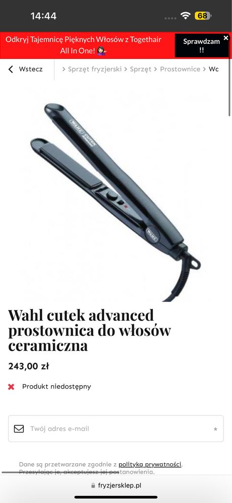 Prostownica Wahl Cutek advanced bdb stan