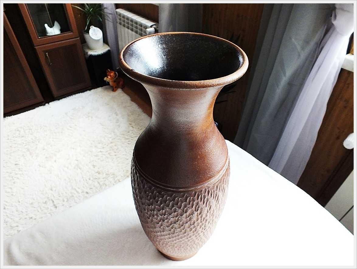 Wysoki wazon podłogowy gliniany / ceramika Duża Waza 47cm