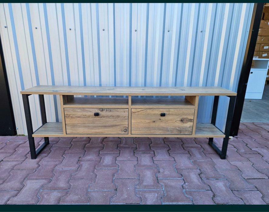 Szafka RTV na metalowych nogach z szafkami 145 cm /25 cm /52