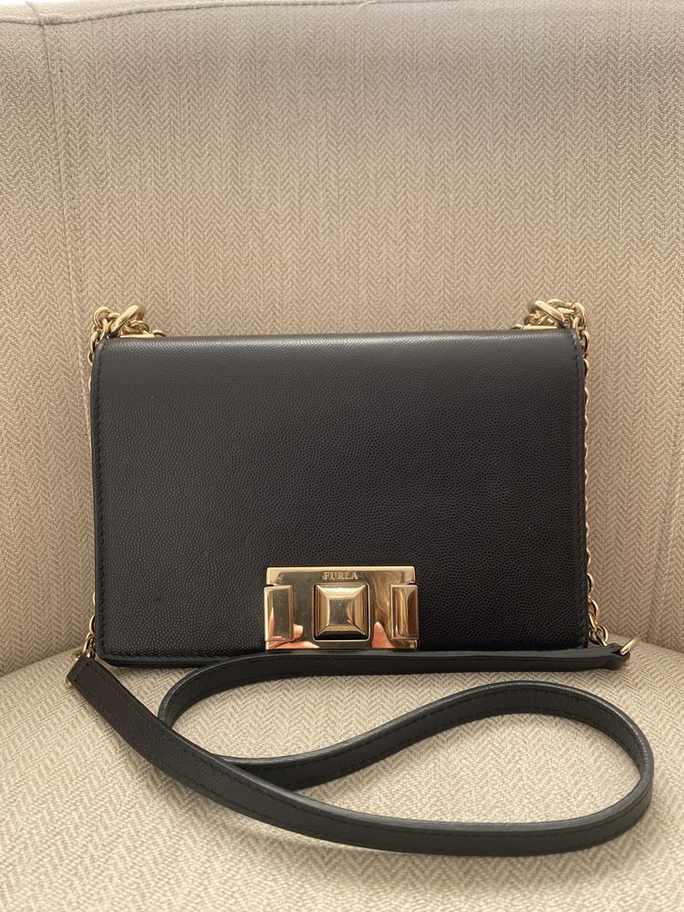 Mala ombro Furla Mini Mimi Crossbody, preta