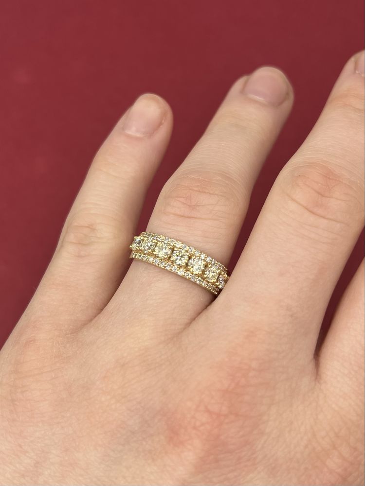 Каблучка з діамантами 1.25ct золото бриллианты кольцо дорожка