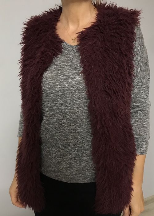 Kamizelka futerko fioletowa bordowa Amisu 36 / 38 S / M