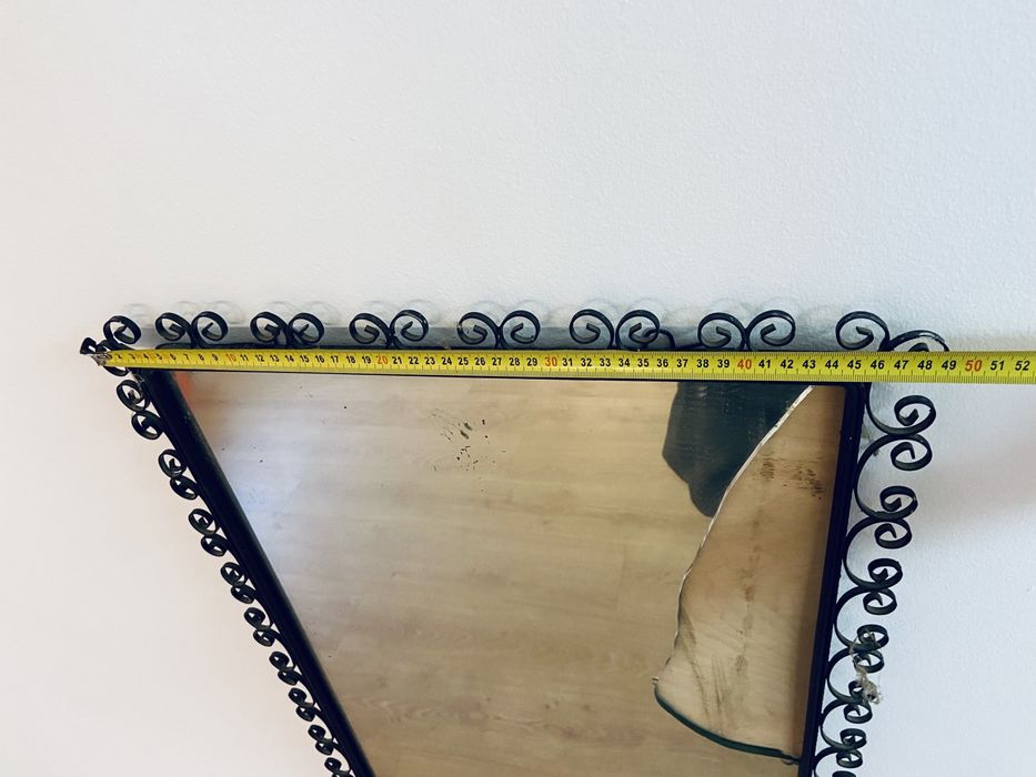 Lustro RAMA metalowa vintage PRL 117 x 50 cm czarna loft