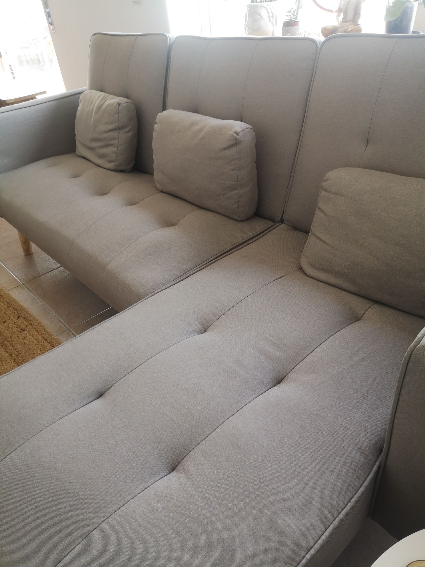 Sofá-cama Chaise Longue de 4 Lugares em Tecido Cupal