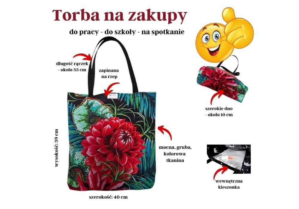 Torba siatka na zakupy Red Dahlia Elegancja, natura i funkcjonalność