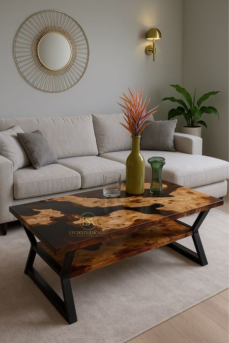 Stół nowocesny salon jadalnia żywica homedeco loft  premium monolit