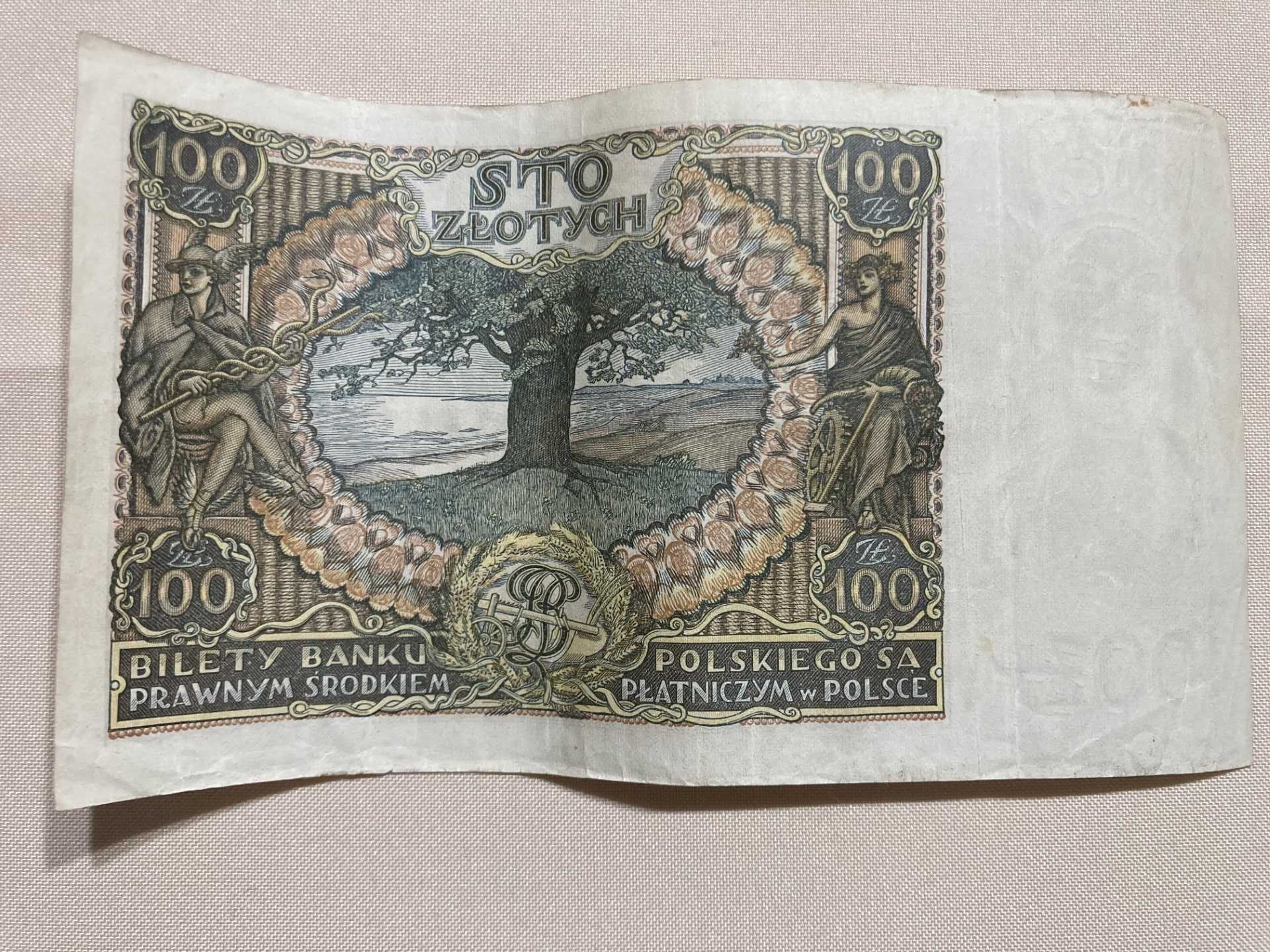 Banknoty 100zł z 1932 seria AU oraz 1934r. seria BS, piękne